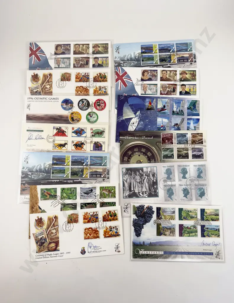 NZ 14 Special Edition SIgned Souvenir Stamp Covers Image 1++