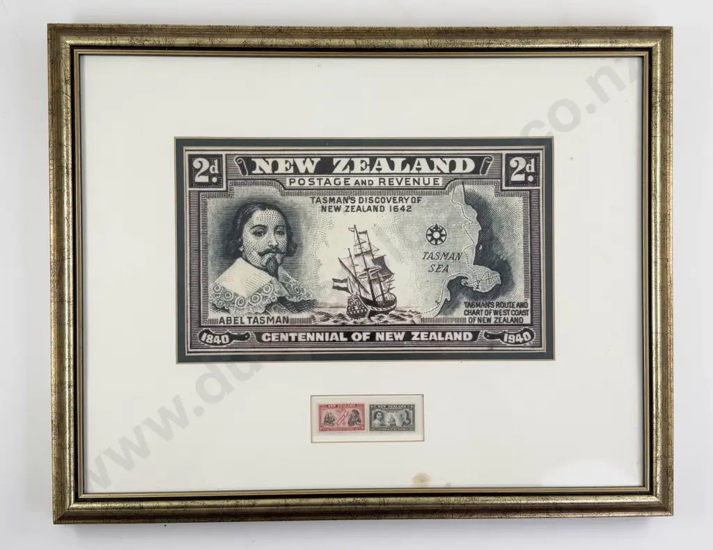 NZ Four Framed Stamp Art Prints and Stamps 1940 Centennial Image 1++