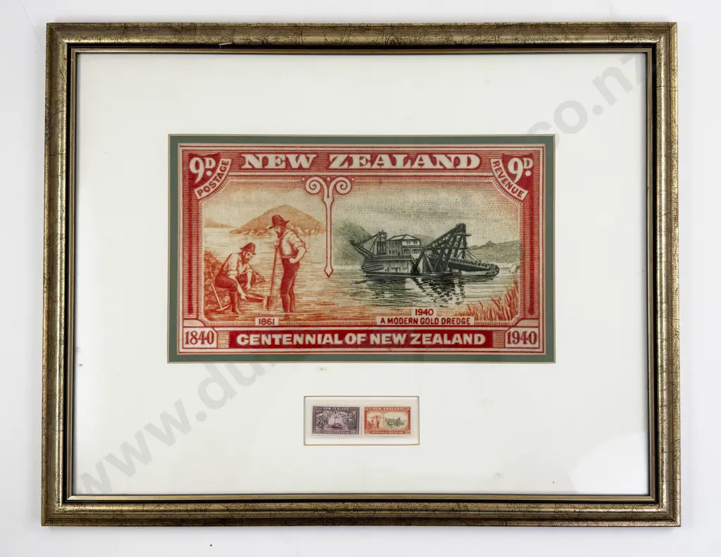 NZ Four Framed Stamp Art Prints and Stamps 1940 Centennial Image 1++