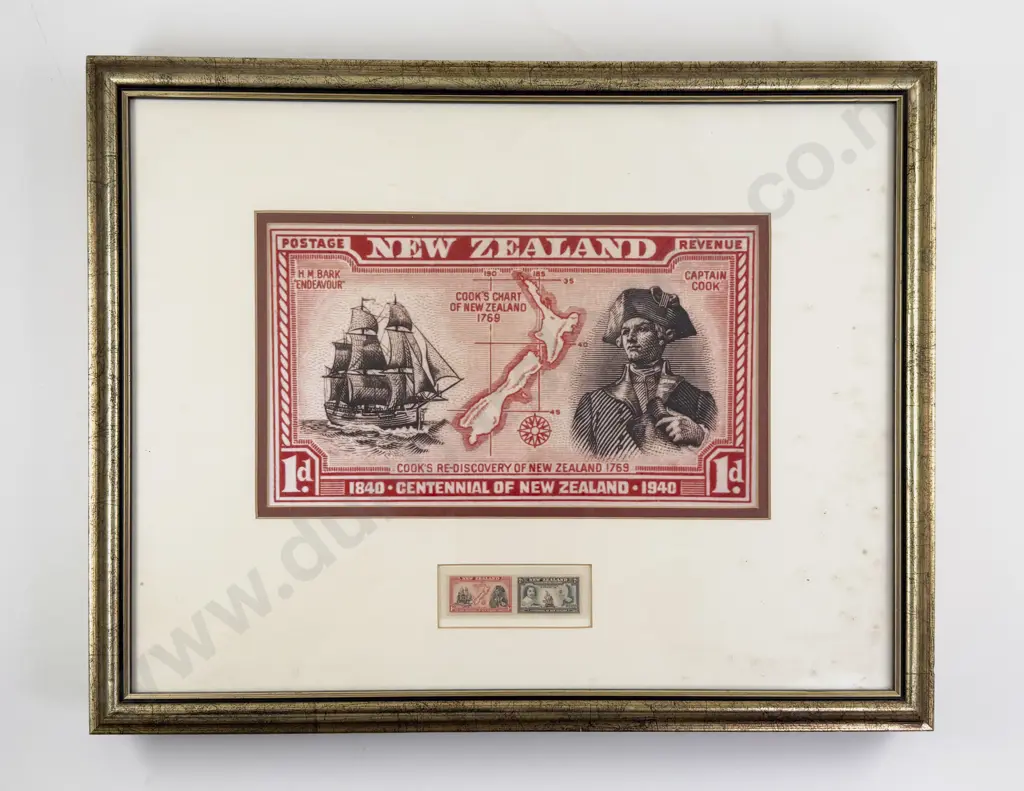 NZ Four Framed Stamp Art Prints and Stamps 1940 Centennial Image 1++