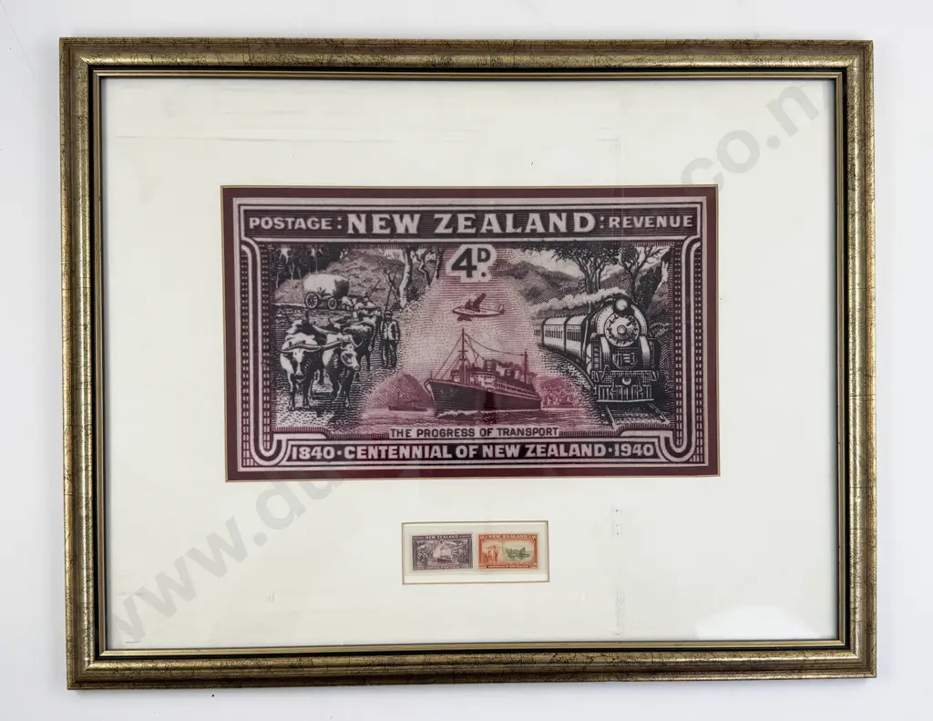 NZ Four Framed Stamp Art Prints and Stamps 1940 Centennial Image 1++