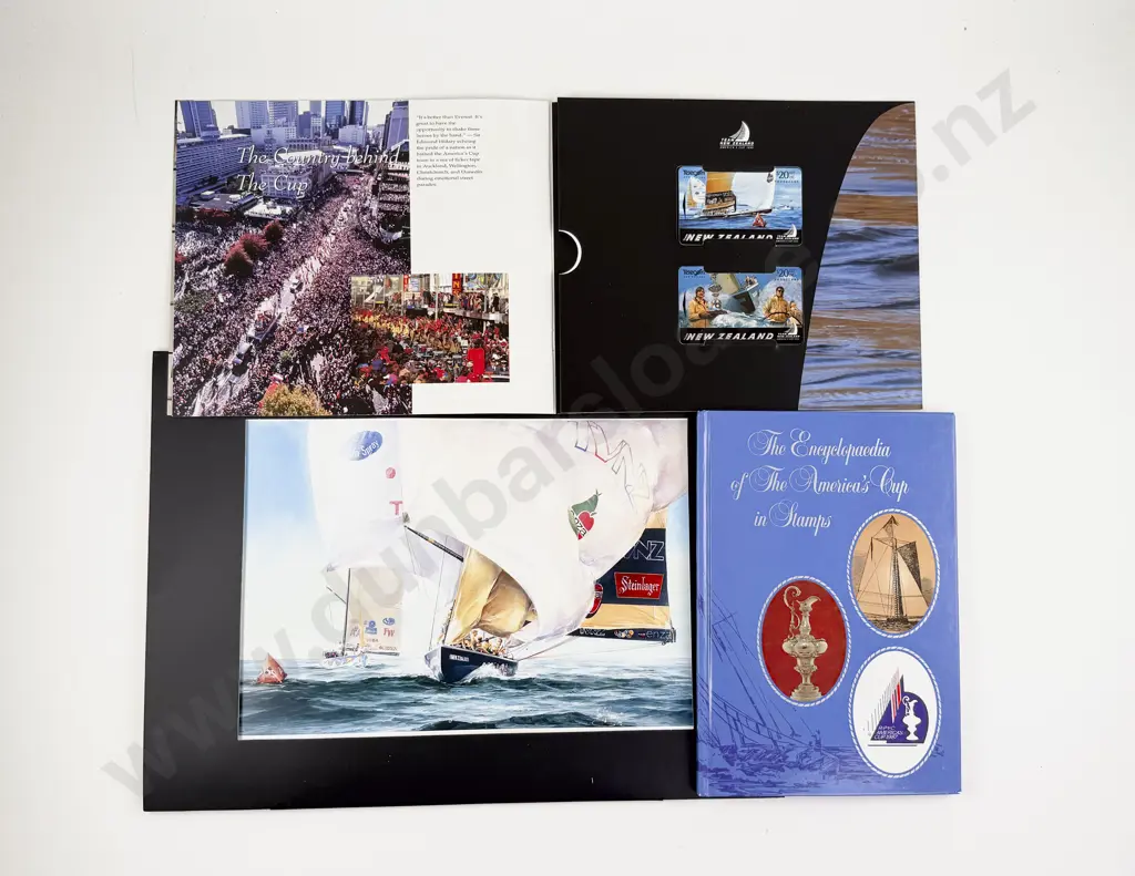 NZ Ltd Ed Team New Zealand Pack and The Encyclopaedia of the America's Cup in Stamps Image 1++