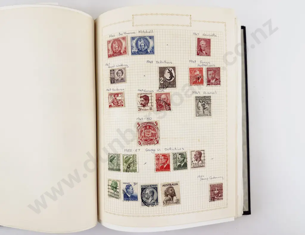 Vintage Stamp Album with NZ Australia and Pacific Island Stamps Image 1++