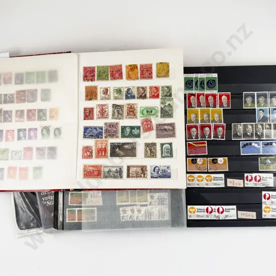 Two Australian Stock Book Stamp Albums with Some Early Mainly Decimal and World