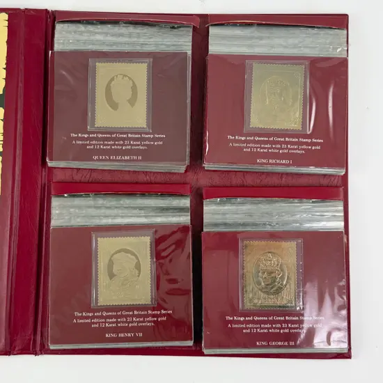 C1982-86 Stamp Collection 'The Kings & Queens of Great Britain' 22k Gold Foil Staffa Stamps