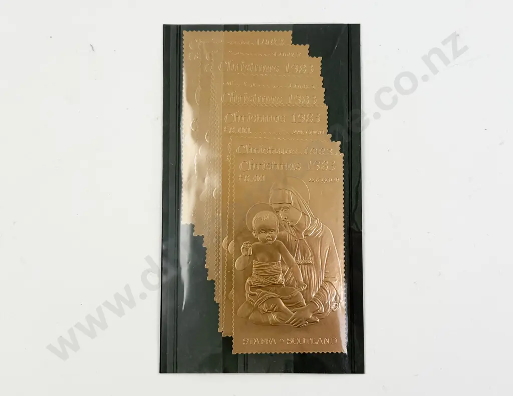 Scotland Christmas 1983 22k Gold Foil Staffa Stamps x 10 Image 1++