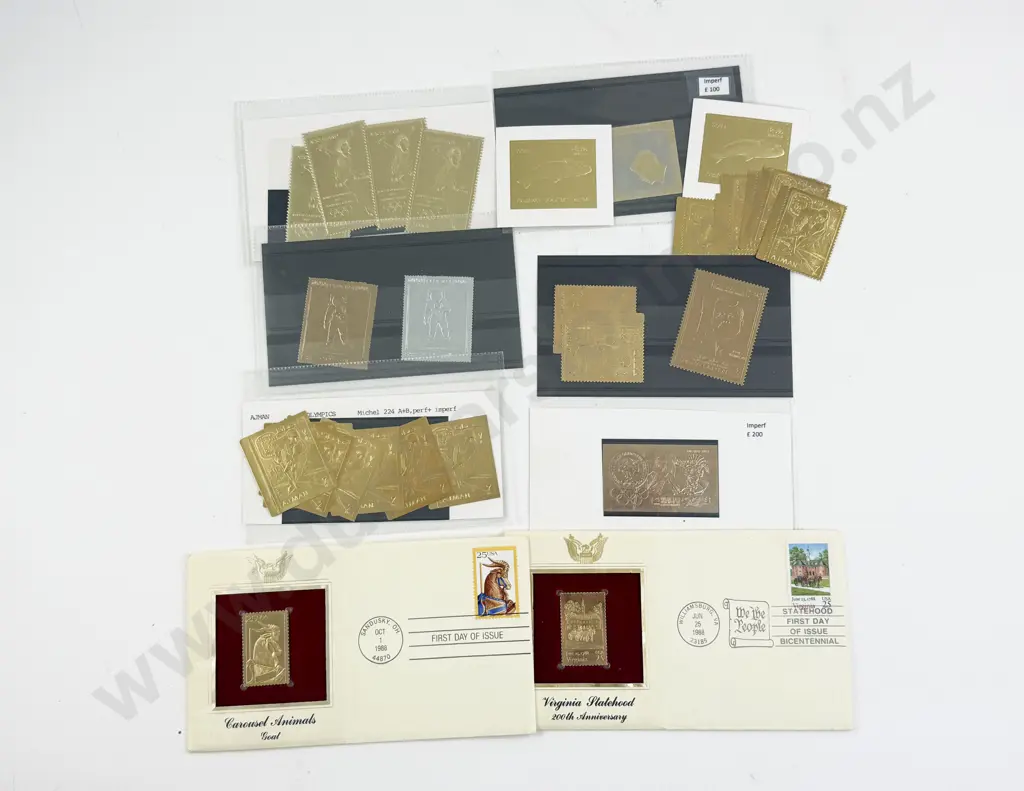 Collection Various World 22k Gold Foil Stamps Image 1++