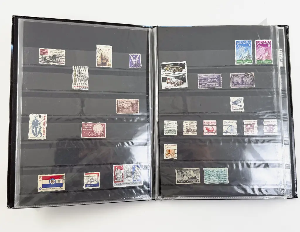 US Two Stock Book Albums one with Mint Stamps and Small Blocks Image 1++