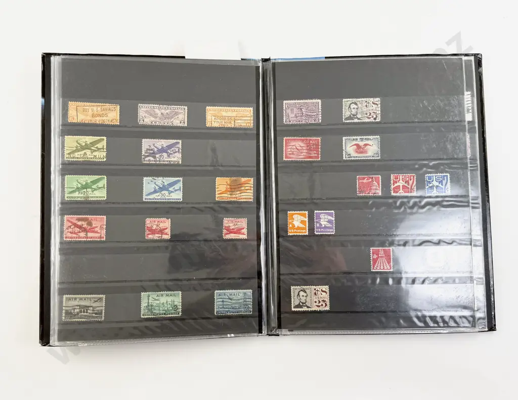 US Two Stock Book Albums one with Mint Stamps and Small Blocks Image 1++