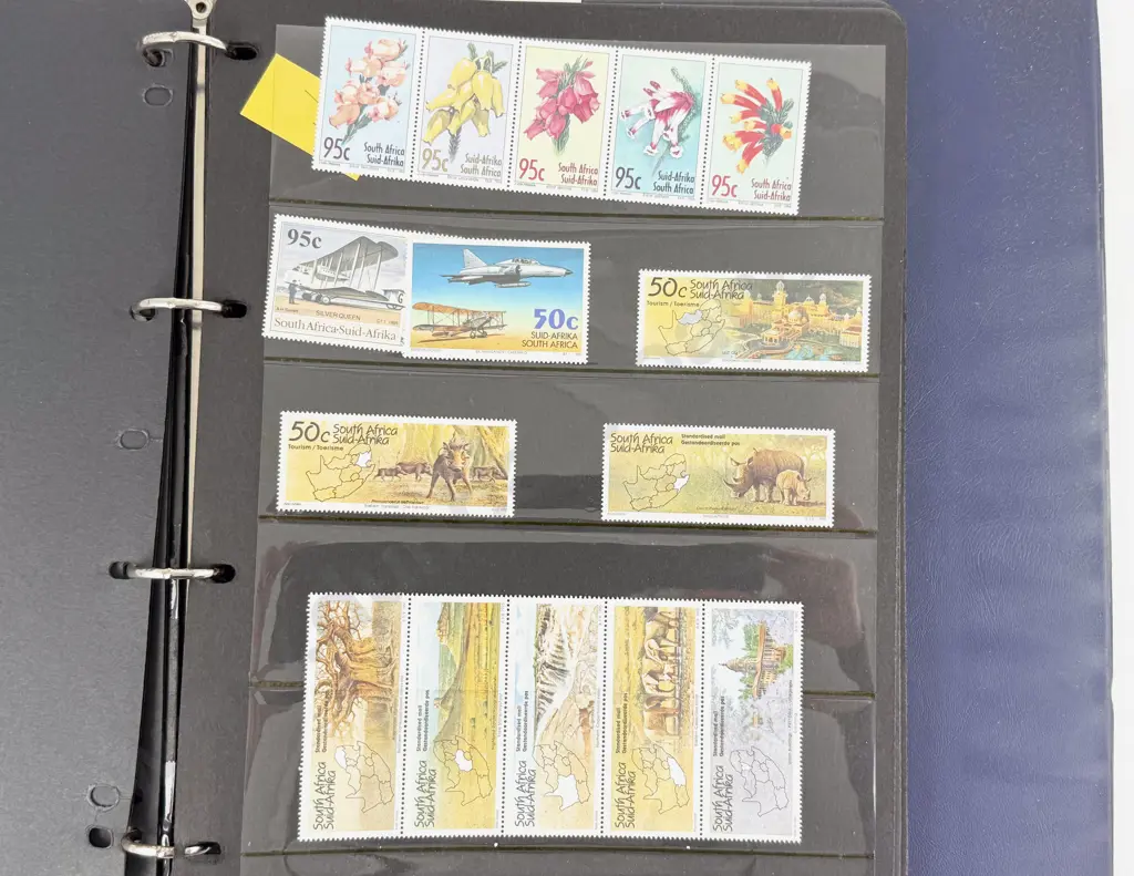 Three World Stock Book Stamp Albums with South Africa Image 1++