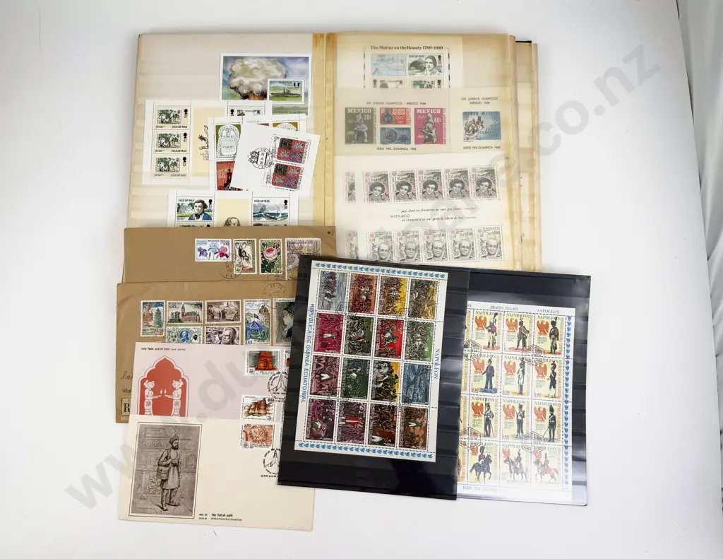 Qty World Mainly Mint Stamps with Miniature Sheets FDC's and Assorted Image 1++
