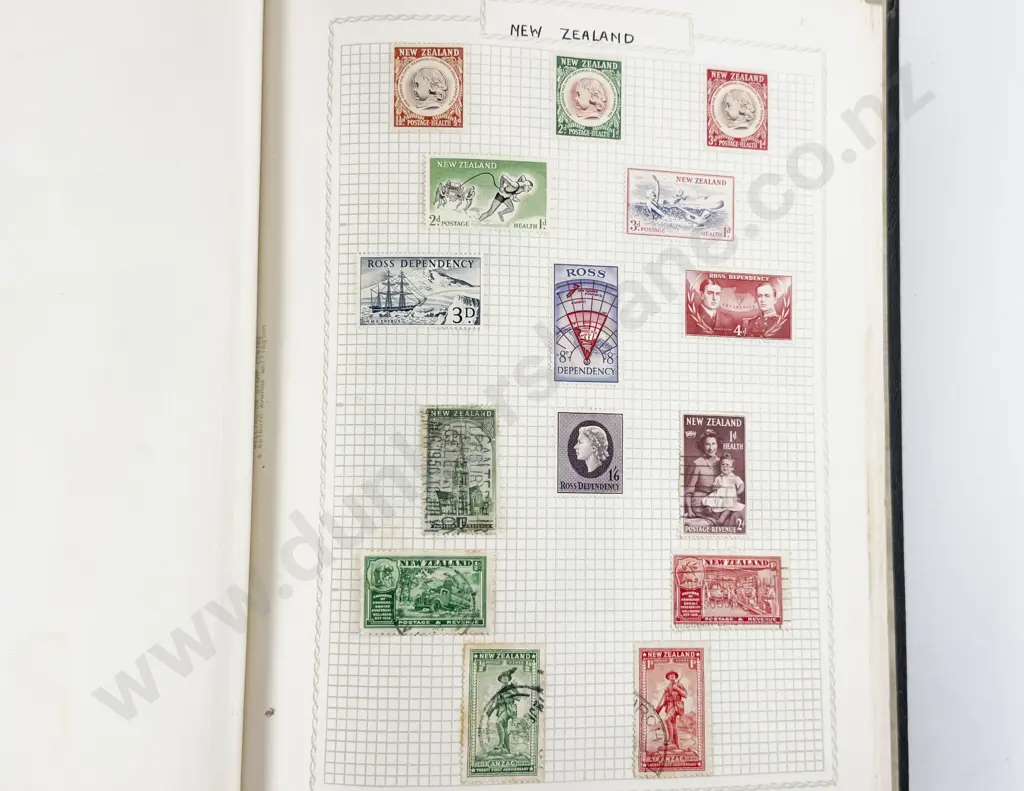 Three Vintage World Stamp Albums with NZ and Australia Stamps Image 1++