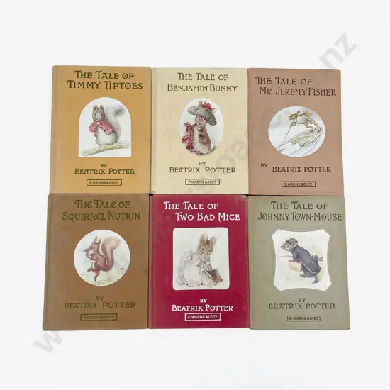 Six Early Edition Beatrix Potter copyright 1903-1918 no dust covers and some bindings loose