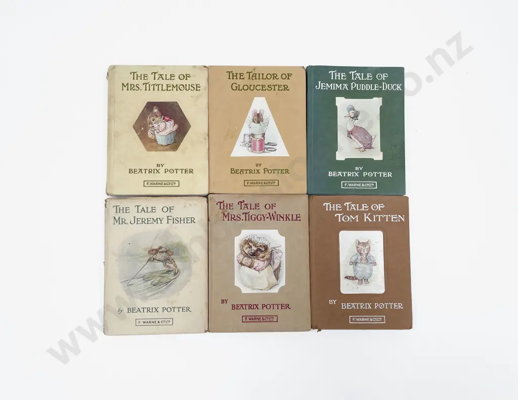 Six Early Edition Beatrix Potter copyright 1903-1910 no dust covers and some bindings loose Image 1++