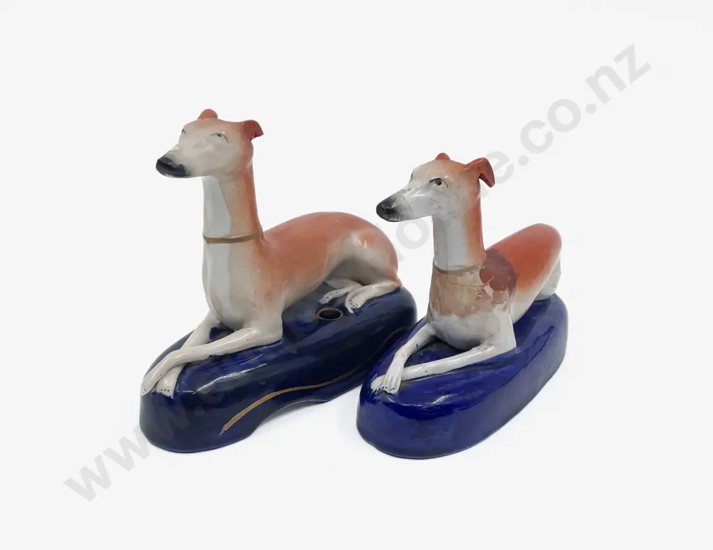 Pair of Greyhound Ceramic Figurines Image 1++
