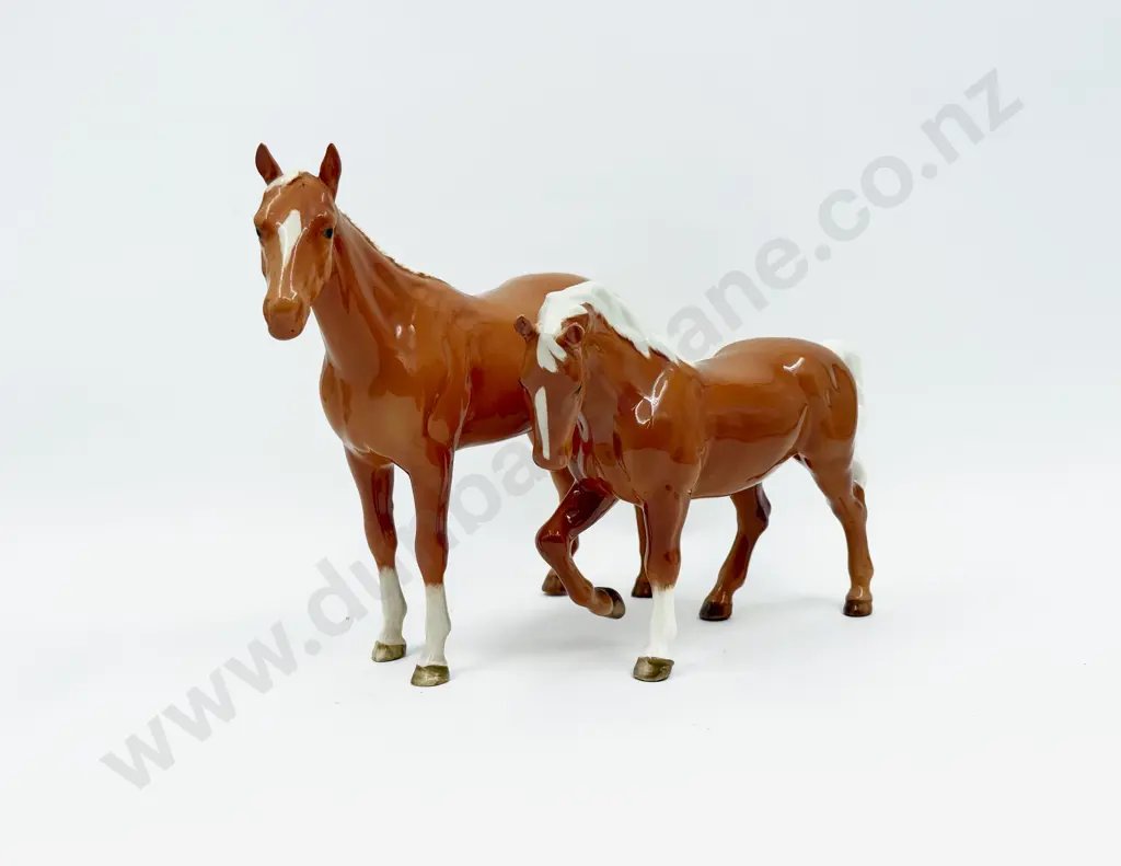 Two Beswick Ceramic Horse Figurines Image 1++
