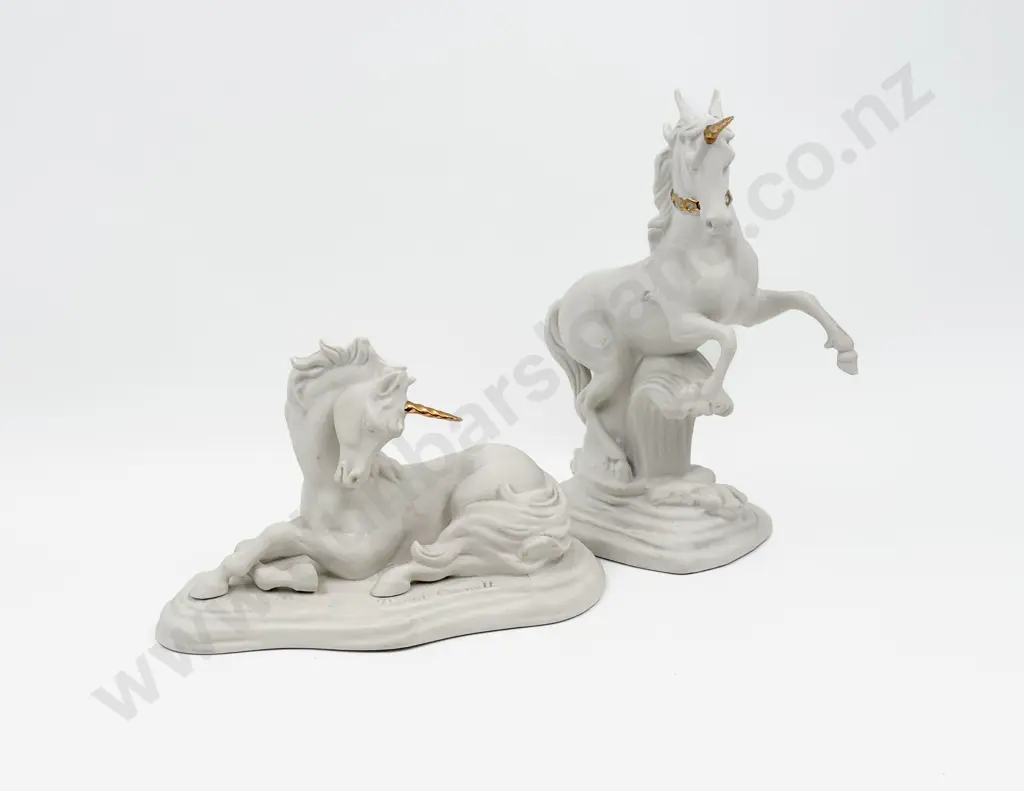 Two David Cornell Ceramic Unicorn Figurines Image 1++