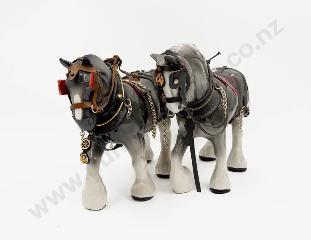 Two Clydesdale Horse Figurines Image 1++