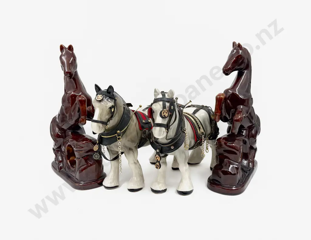 Two Clydesdale Horse Figurines and Two Others Image 1++