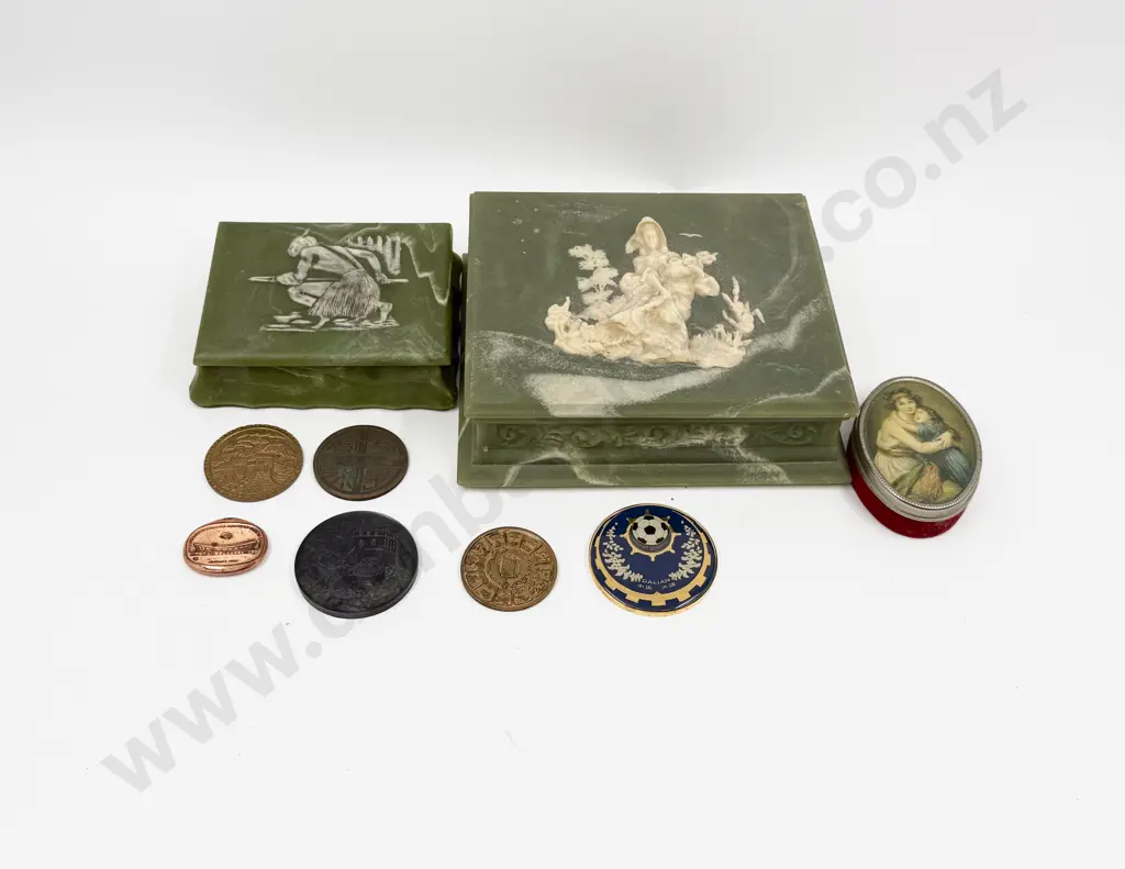 Quantity of Medallions and Hand Crafted Jewellery Boxes Image 1++