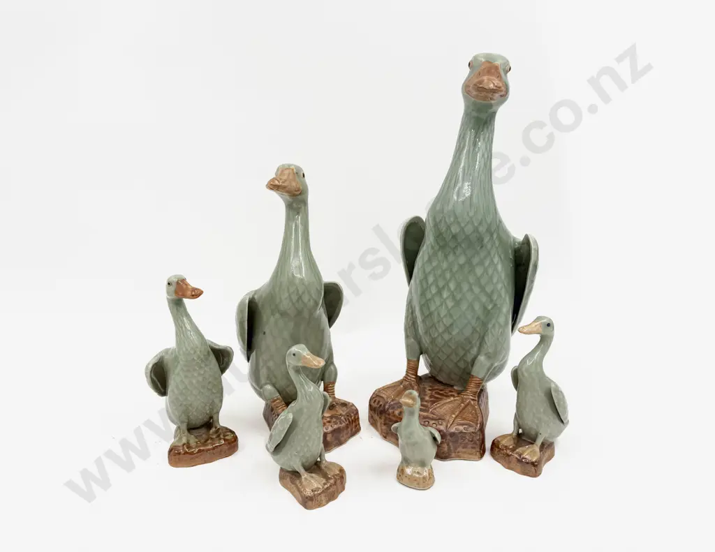 Graduated Set of Porcelain Duck Figurines Image 1++