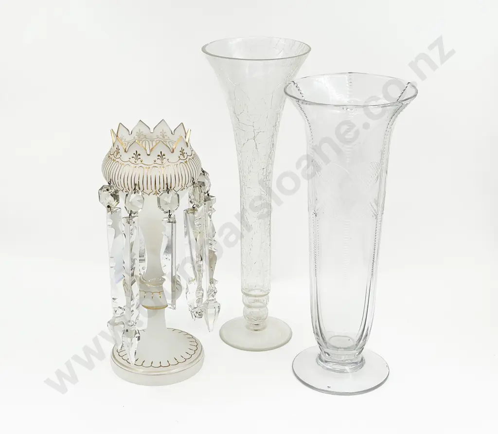 Two Large Glass Vases and Lustre Vase Image 1++