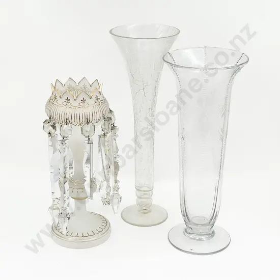 Two Large Glass Vases and Lustre Vase
