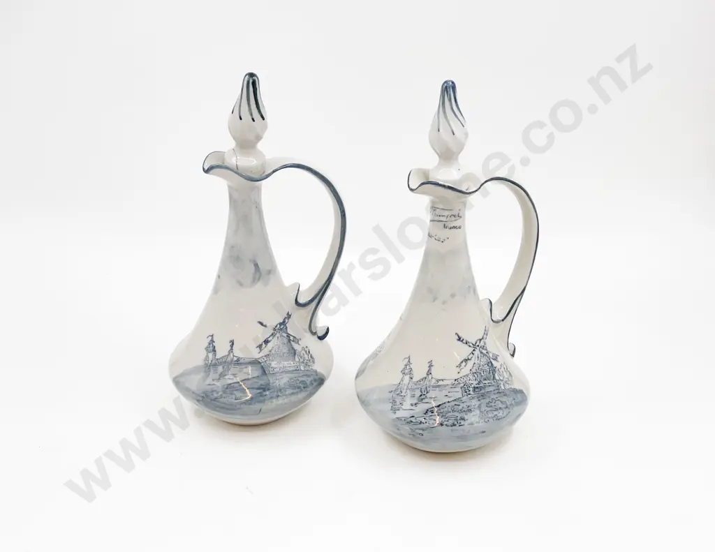 Pair of French Blue and White Ewers Image 1++