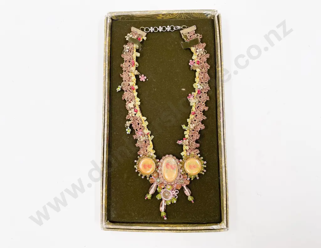 1980s Mille Fleur Floral Necklace Image 1++