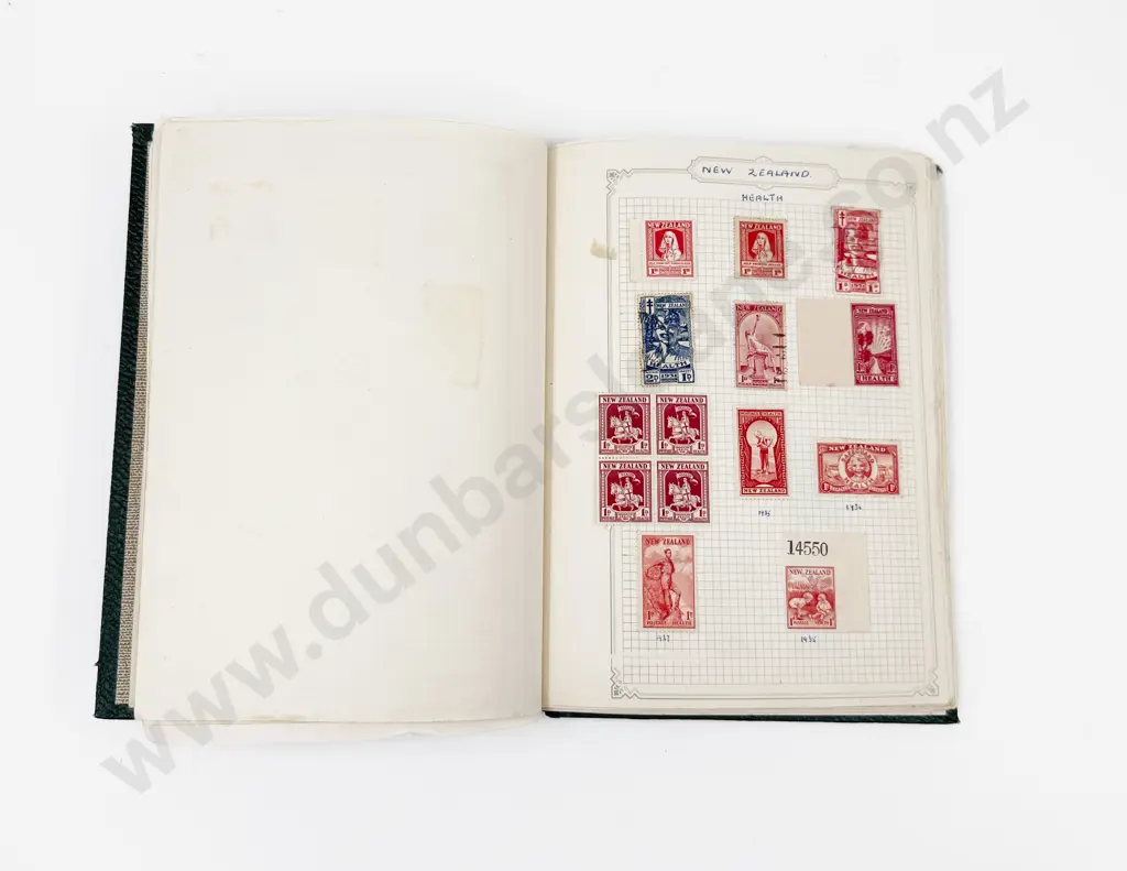 NZ Vintage Album Mainly Pre-decimal Individual Stamps with Some Blocks including Red and Blue Boy Image 1++