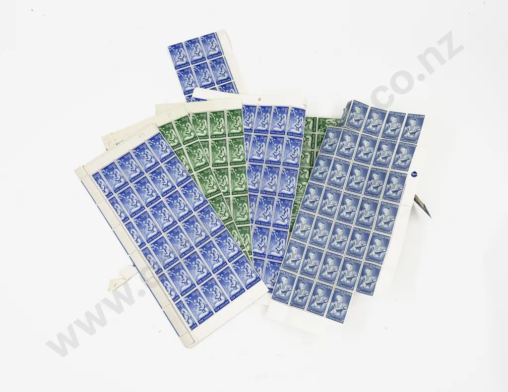 NZ Full Sheets 1949 Health 2d 1d x2 each with some Blocks faults Image 1++