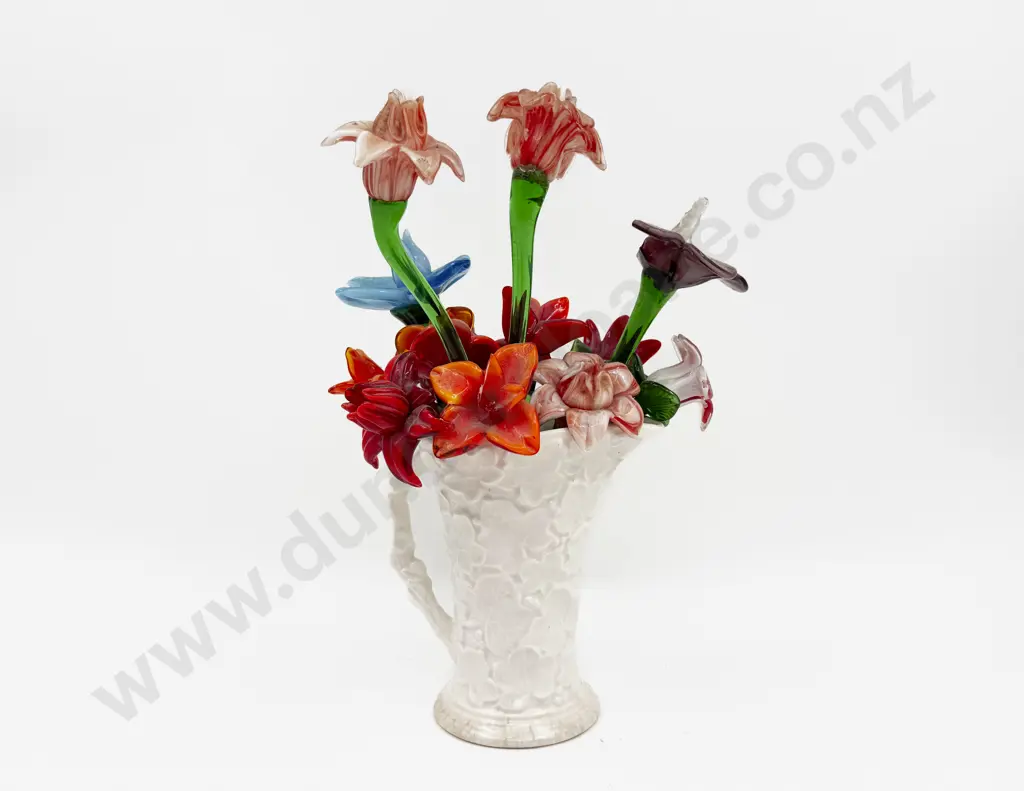 Quantity of Artglass Flowers in Ceramic Jug Image 1++