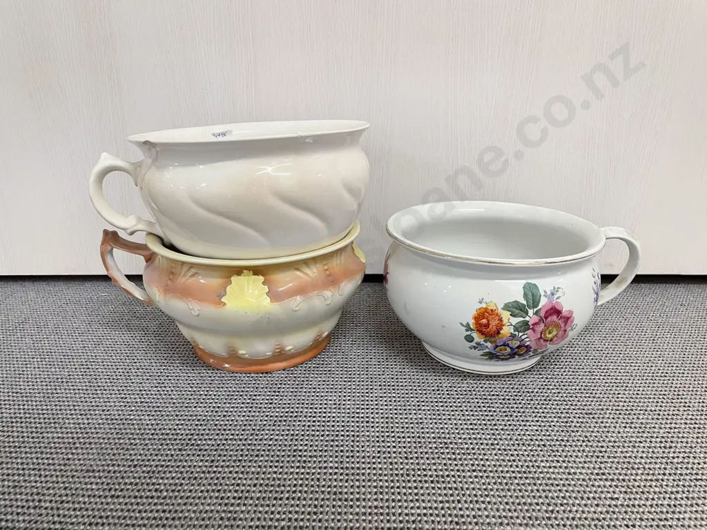 Three Ceramic Chamberpots (One a/f) Image 1++