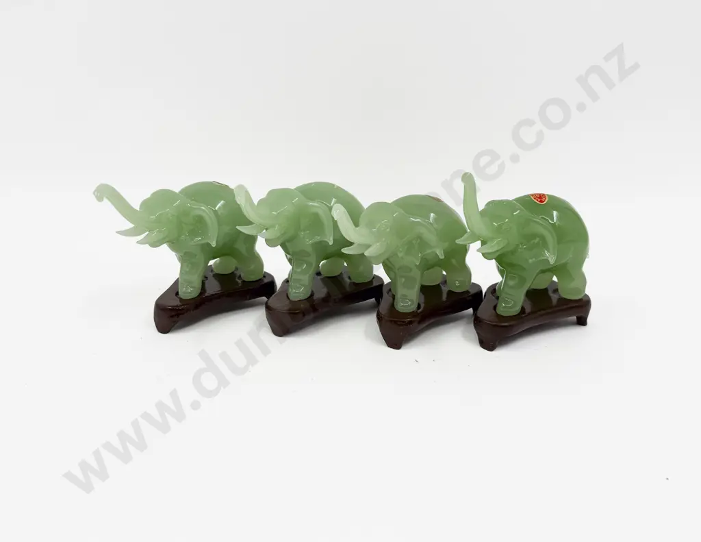 Set of Four Boxed Imitation Jade Elephant Figures Image 1++