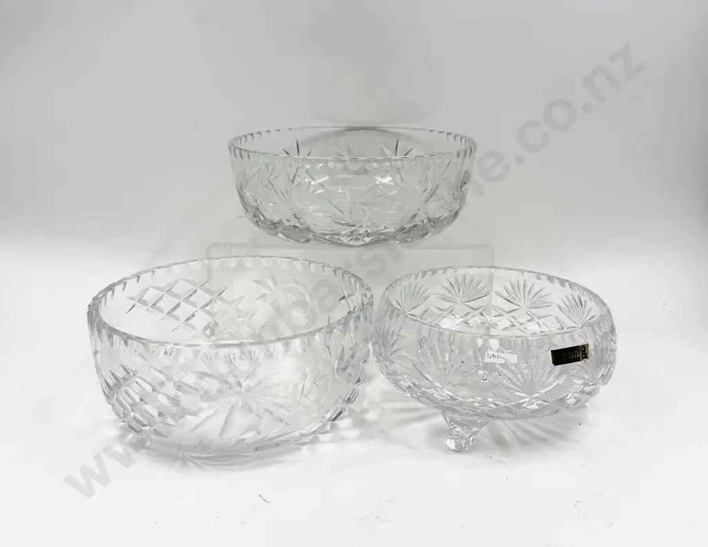 Three Faceted Crystal Bowls Image 1++