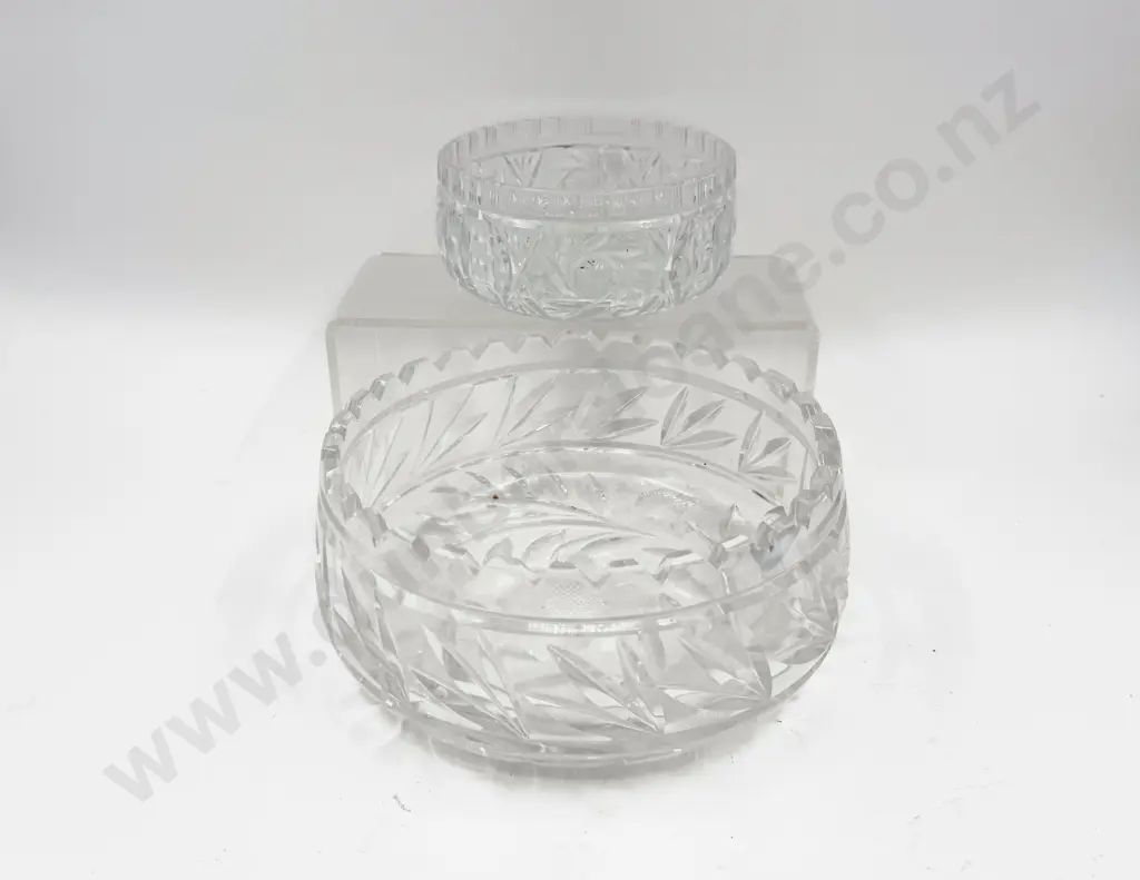 Two Faceted Crystal Bowls Image 1++