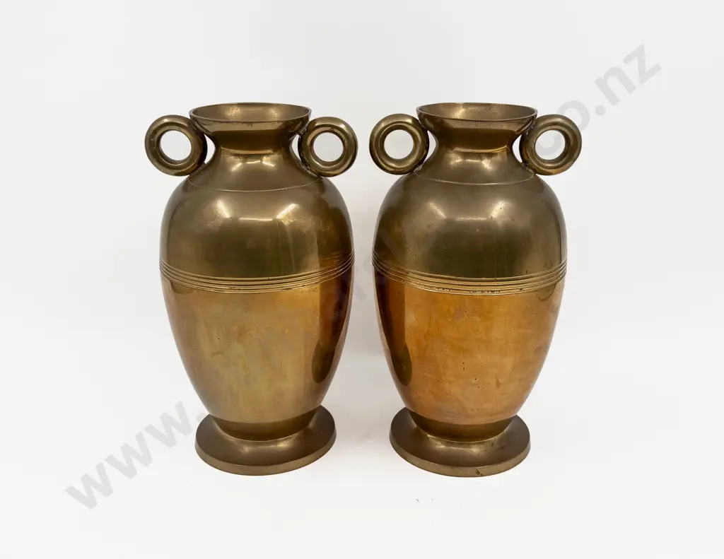 Pair of Brass Double-handled Vases Image 1++