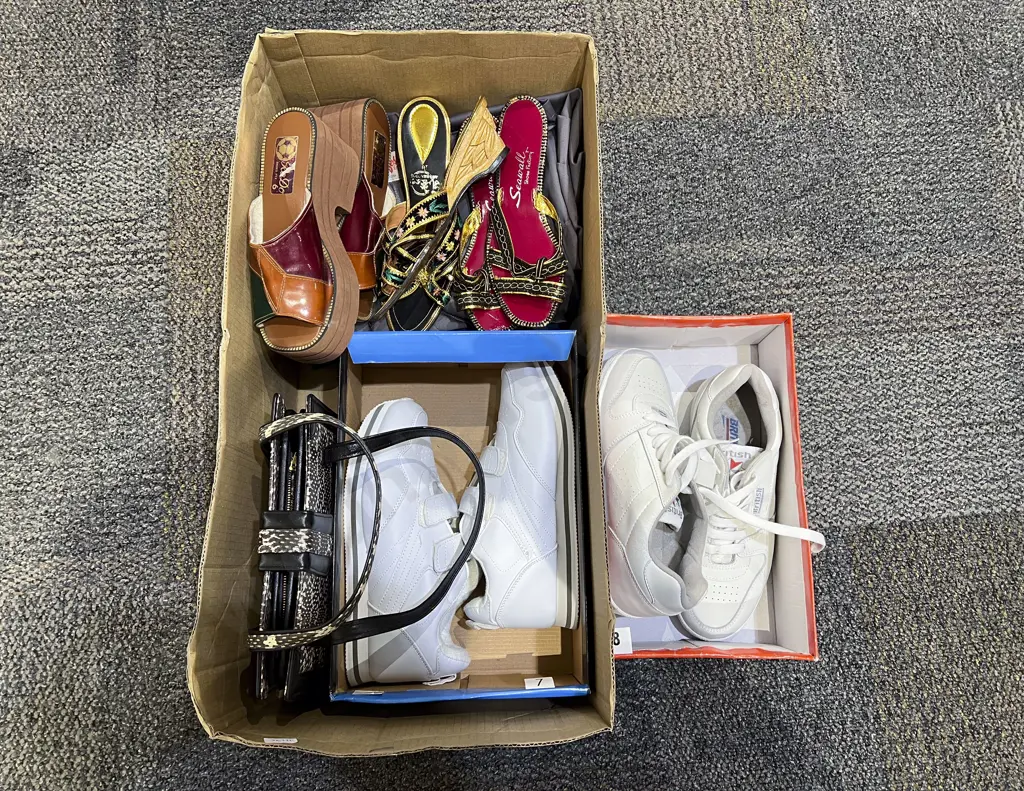 Boxed Quantity of Sneakers & Slip on Heels Image 1++