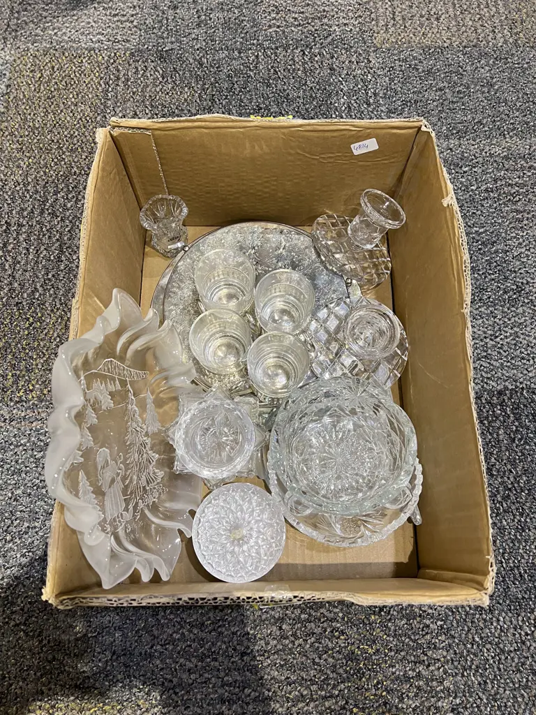 Box Quantity of Assorted Crystal & Silver Plate Image 1++