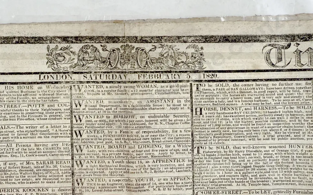 A Copy Of The Times For Saturday February 5 - 1820 Image 1++