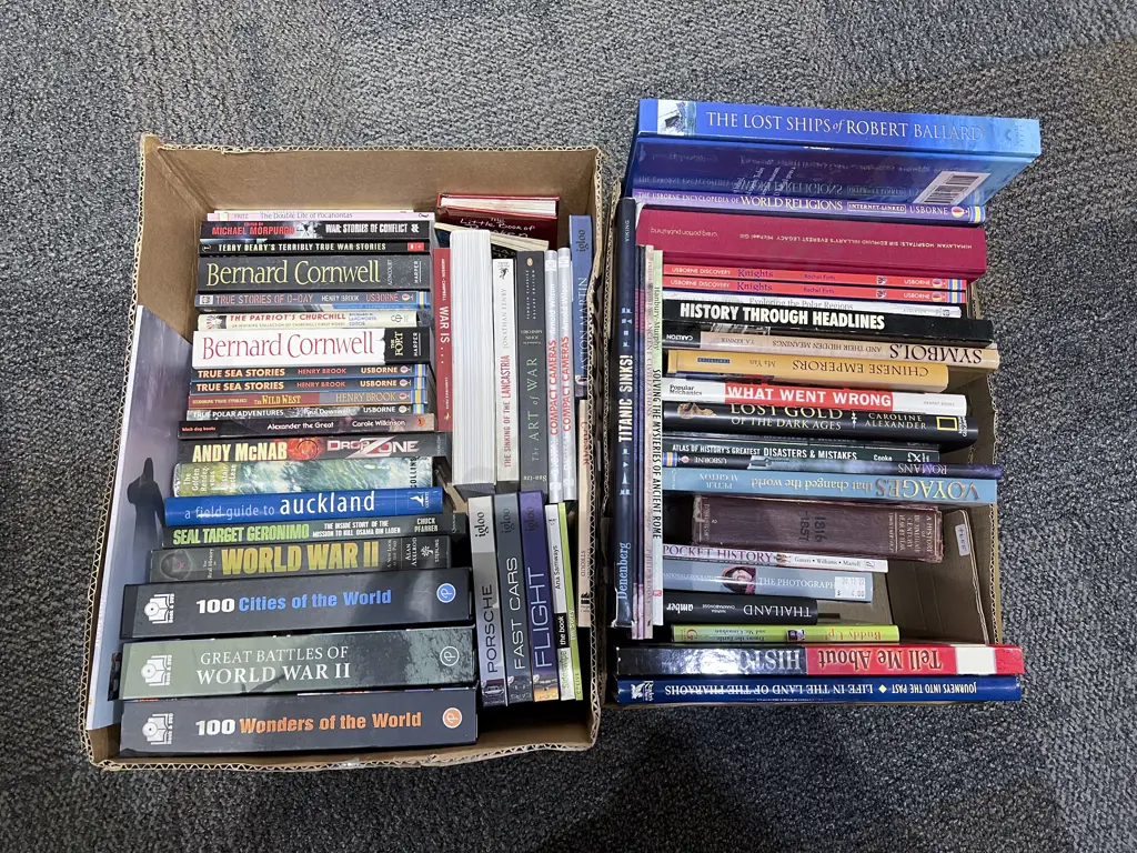 Two Boxes of History Books etc Image 1++