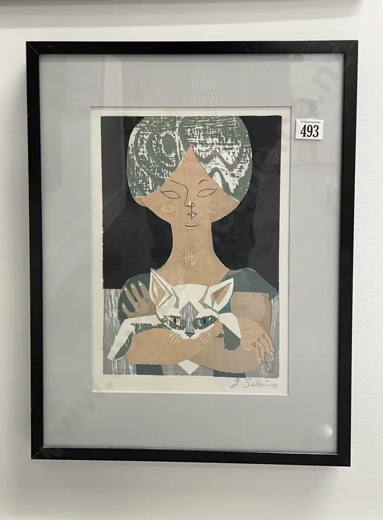 Indistinctly Signed - Girl with Cat Screenprint Image 1++
