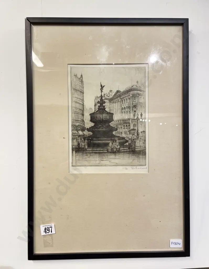 Indistinctly Signed - European City Drypoint Etching Image 1++