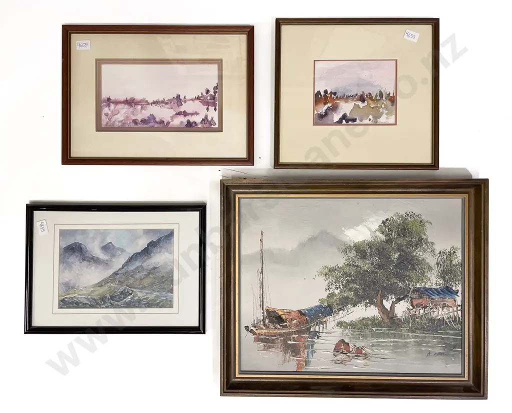 A. Chan - Oil Work together with Three Watercolours Image 1++