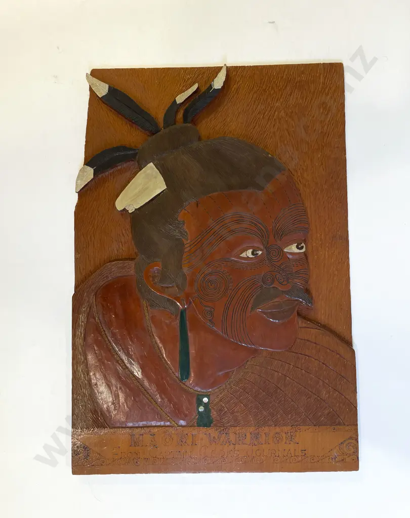 "Maori Warrior From Captain Cook's Journals" - Carving Image 1++