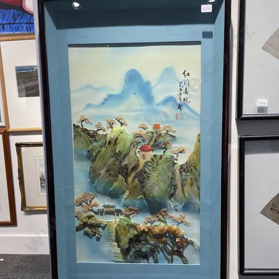 Pair of Framed Chinese Mixed Media Artworks