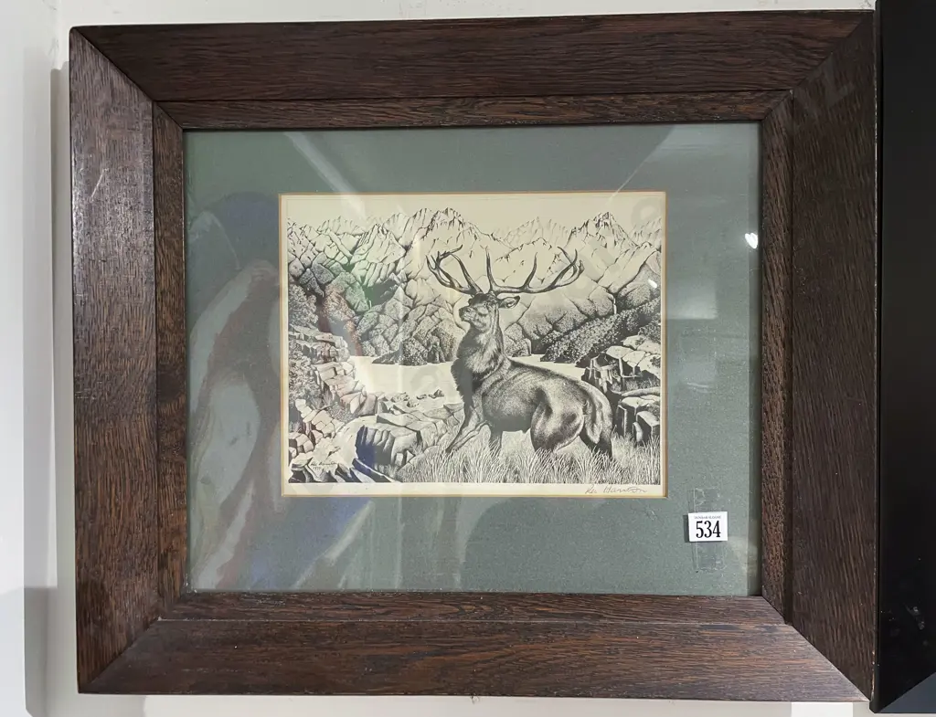Rei Hamon - "Deer in Landscape" - Print Image 1++