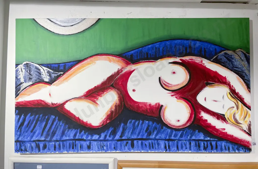 Indistinctly Signed - "Nude" - Acrylic on Canvas Image 1++
