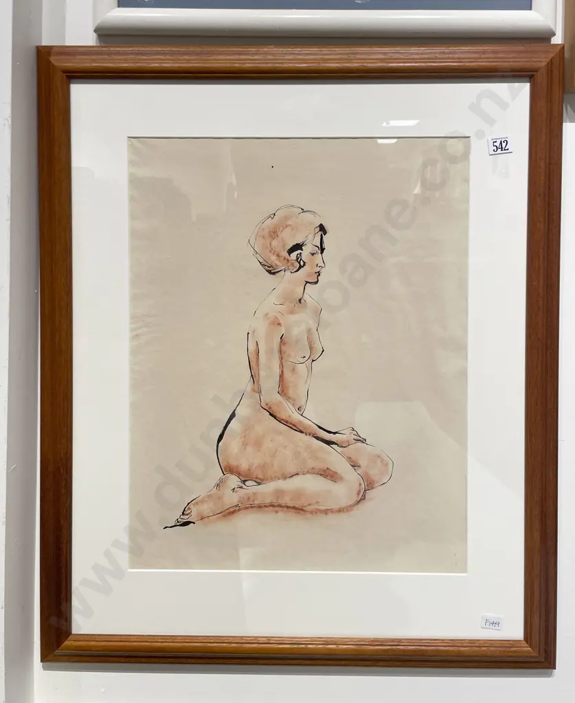 Unknown Artist - "Untitled Nude" - Watercolour & Ink on Paper Image 1++