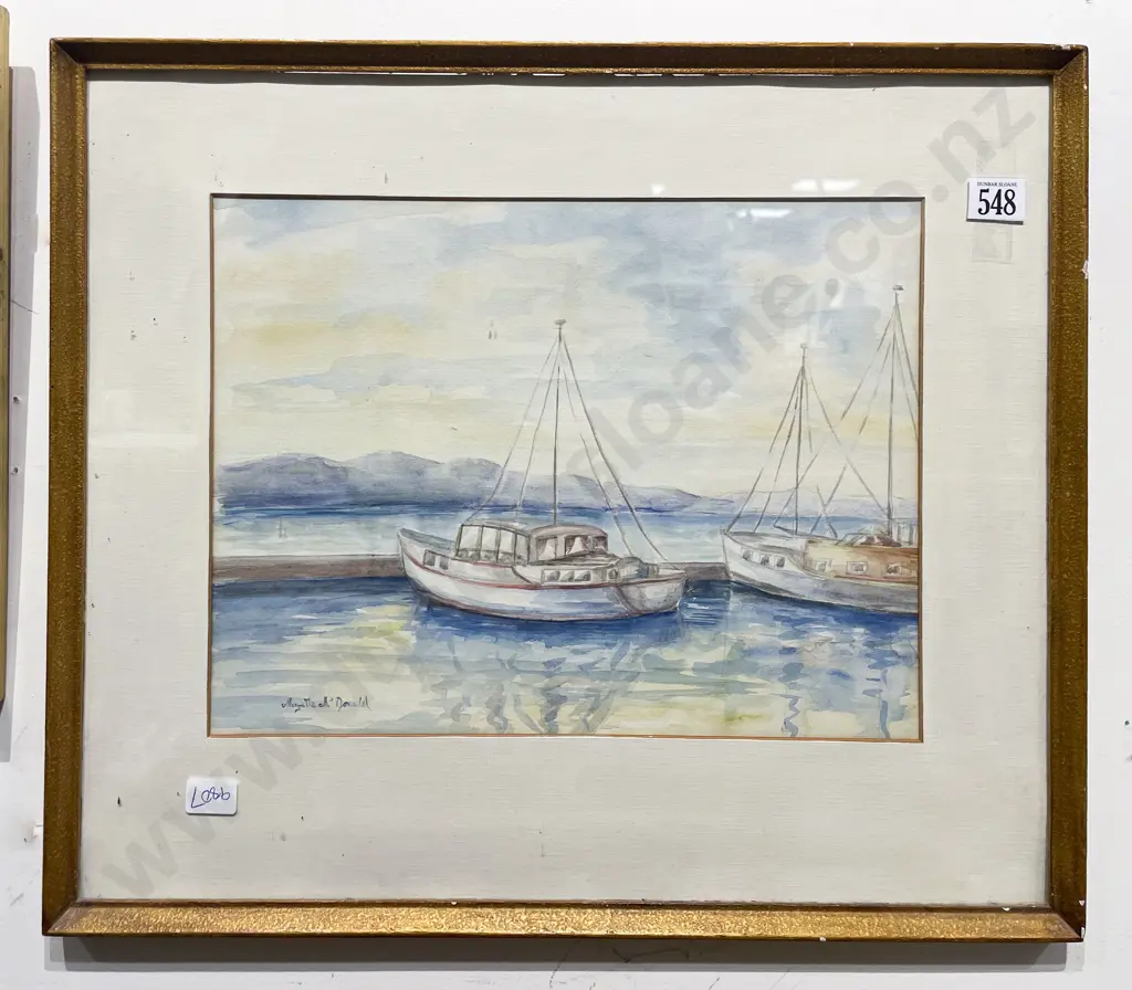 Indistinctly Signed - "Dockside Scene" - Watercolour Image 1++